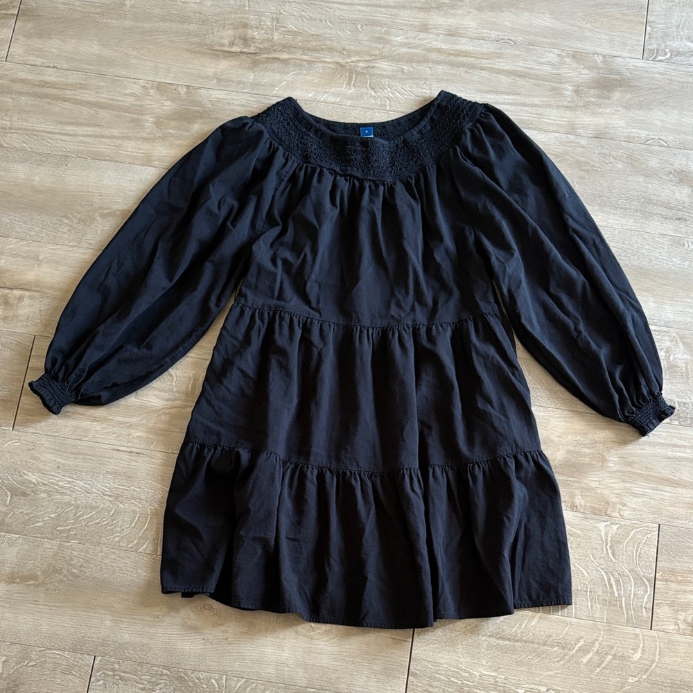 Old Navy Black Flowy Long Balloon Sleeve Dress Size Medium